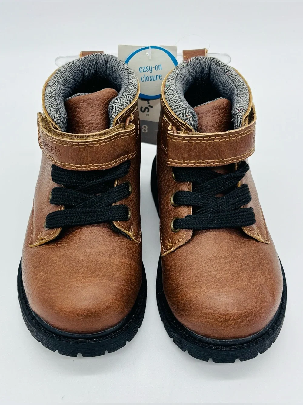 Carters Baxter2 CR Toddler Work Hiking Boots 8 Brown Rugged Utility Hook Loop
